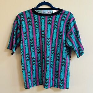 Special Delivery USA Vintage Geometric Pattern Short Sleeve Tee Shirt 90s Style
